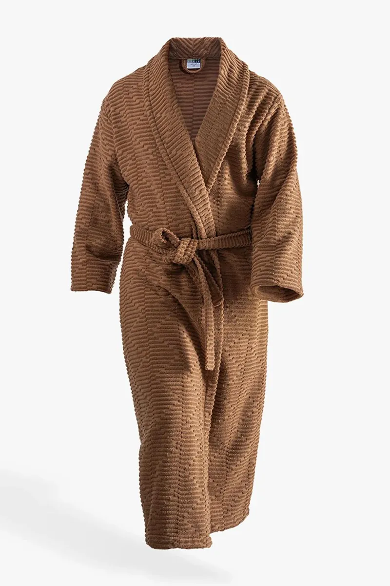 mens brown dressing gown Men's Navy-Brown Checked Robe - Flannel